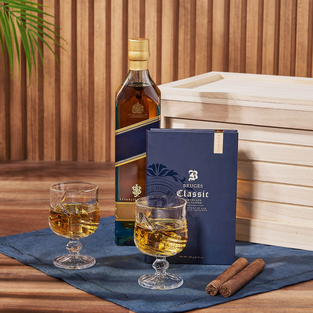 Spirits Gift Crate with Cigars – how the gift is presented