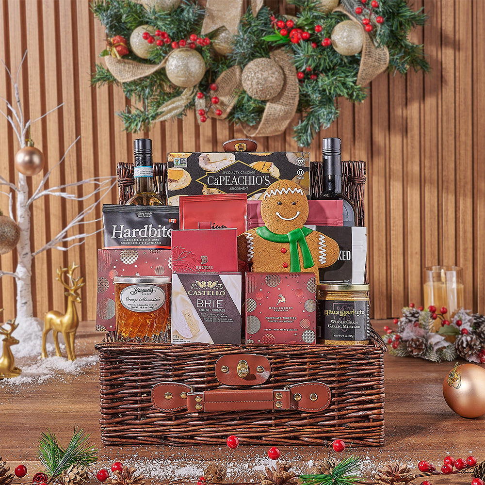 Wine and Cheese Gift Basket Deluxe – how the gift is presented