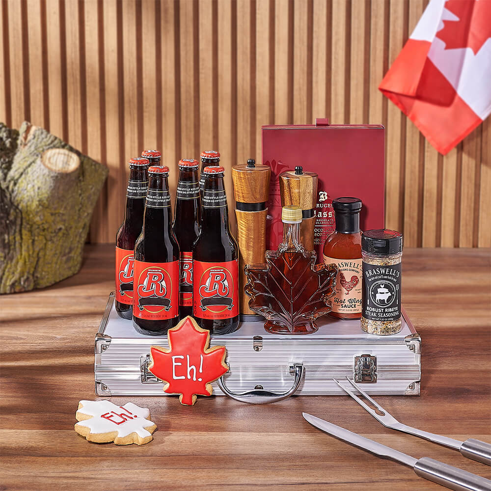 Grill Master's Beer Gift Basket with Truffles and Maple Syrup – how the gift is presented
