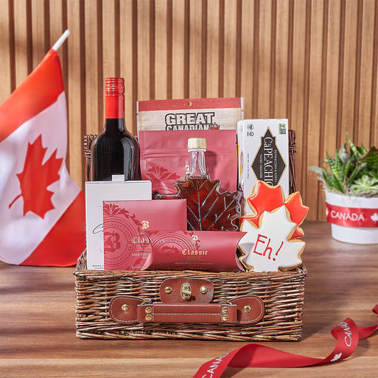 Canada Day Snack Basket from Washington Baskets - Wine Gift Set - Washington Delivery