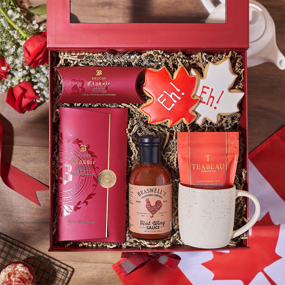 Red Folding Box Gift Basket – how the gift is presented