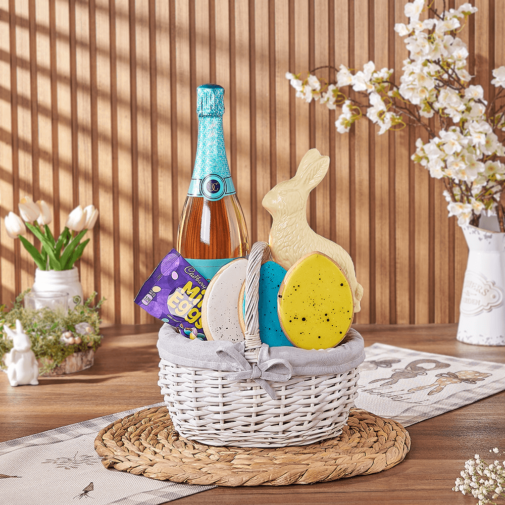 Champagne Easter Basket, easter gift, easter, champagne gift, champagne, sparkling wine gift, sparkling wine, chocolate gift, chocolate, Washington delivery