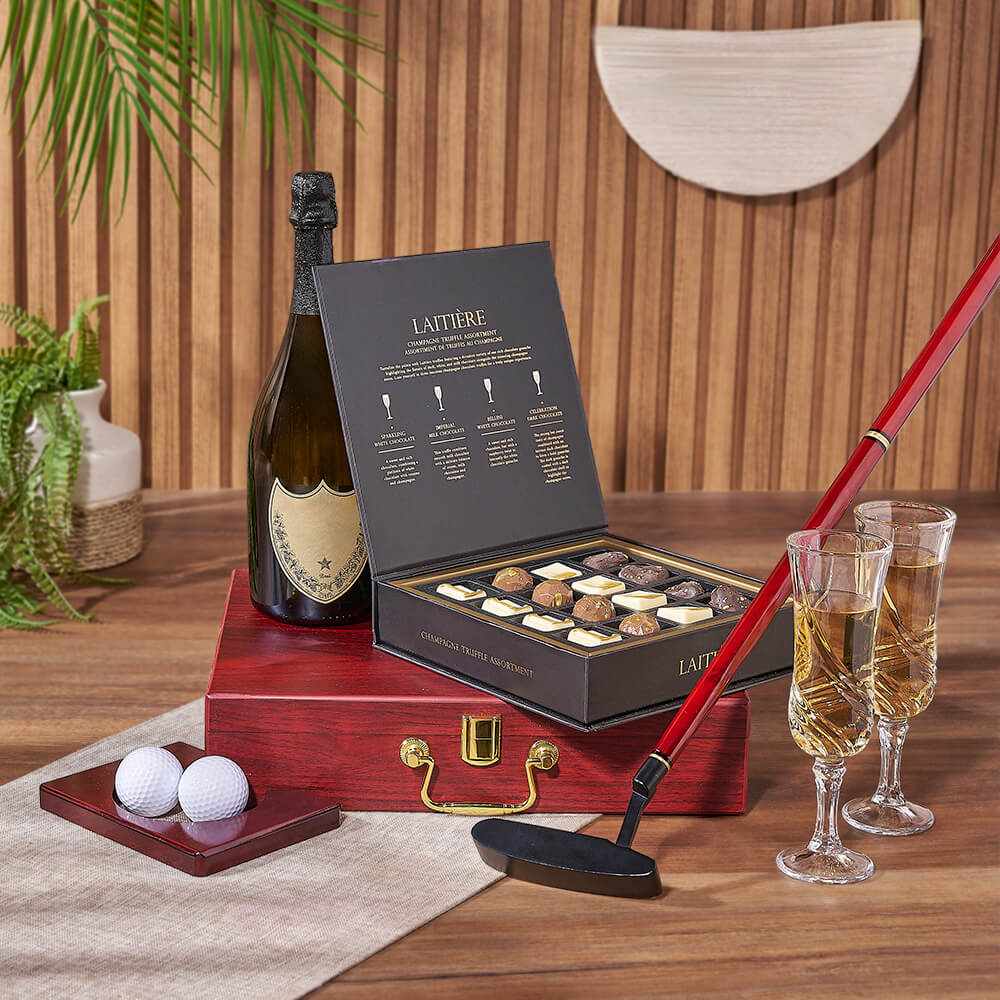 Golf Putting Set with Truffles – how the gift is presented