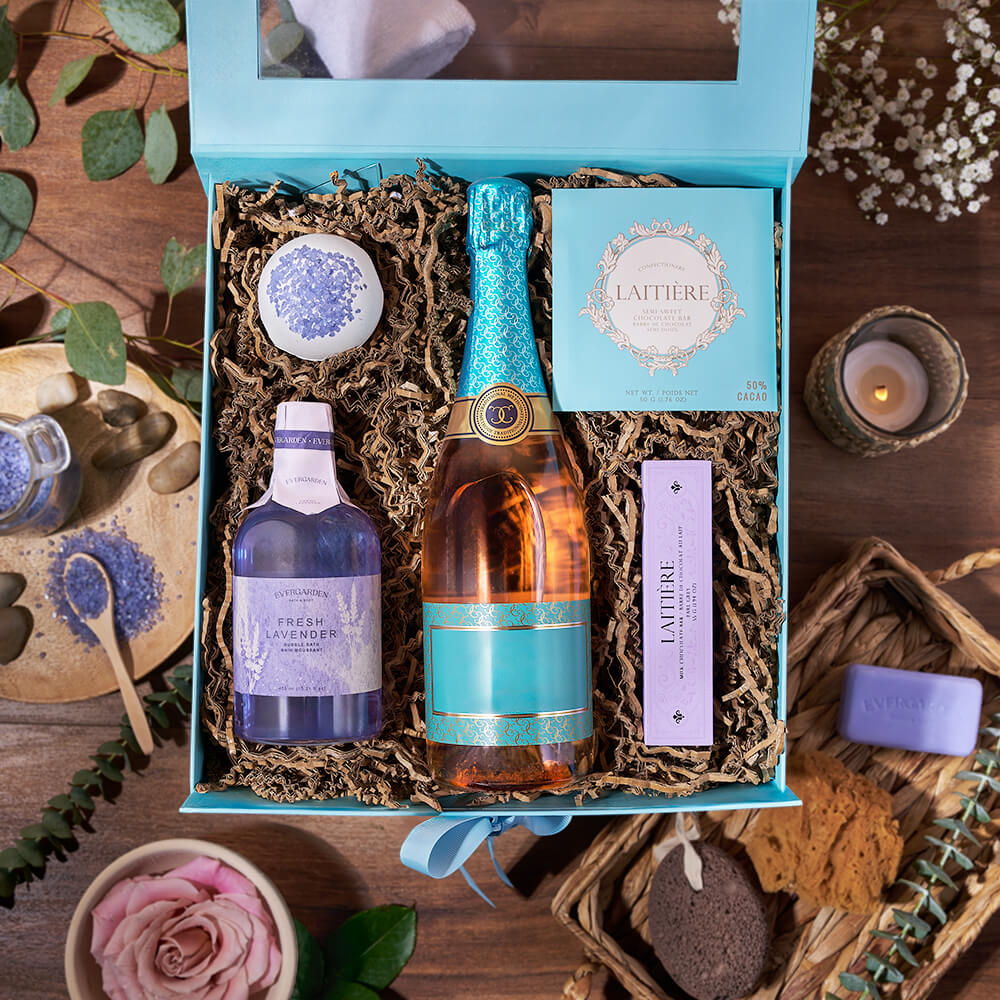 Sparkling Wine Bath Treats Set – how the gift is presented