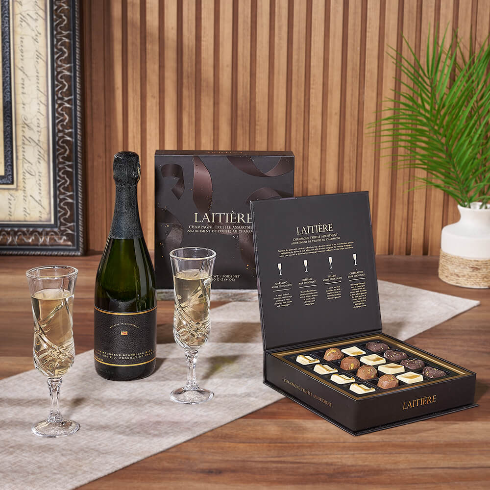 Champagne and Truffles Gift Basket – how the gift is presented
