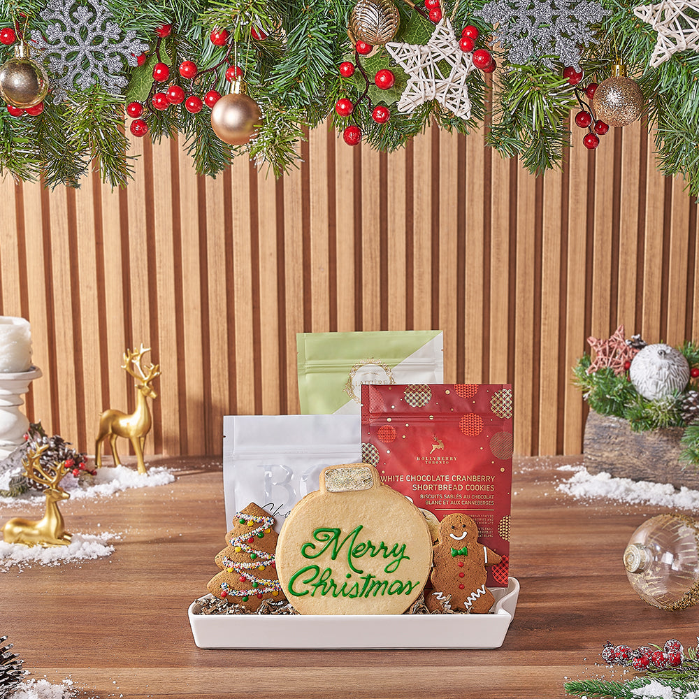Christmas Cookie and Ceramic Platter Basket – how the gift is presented