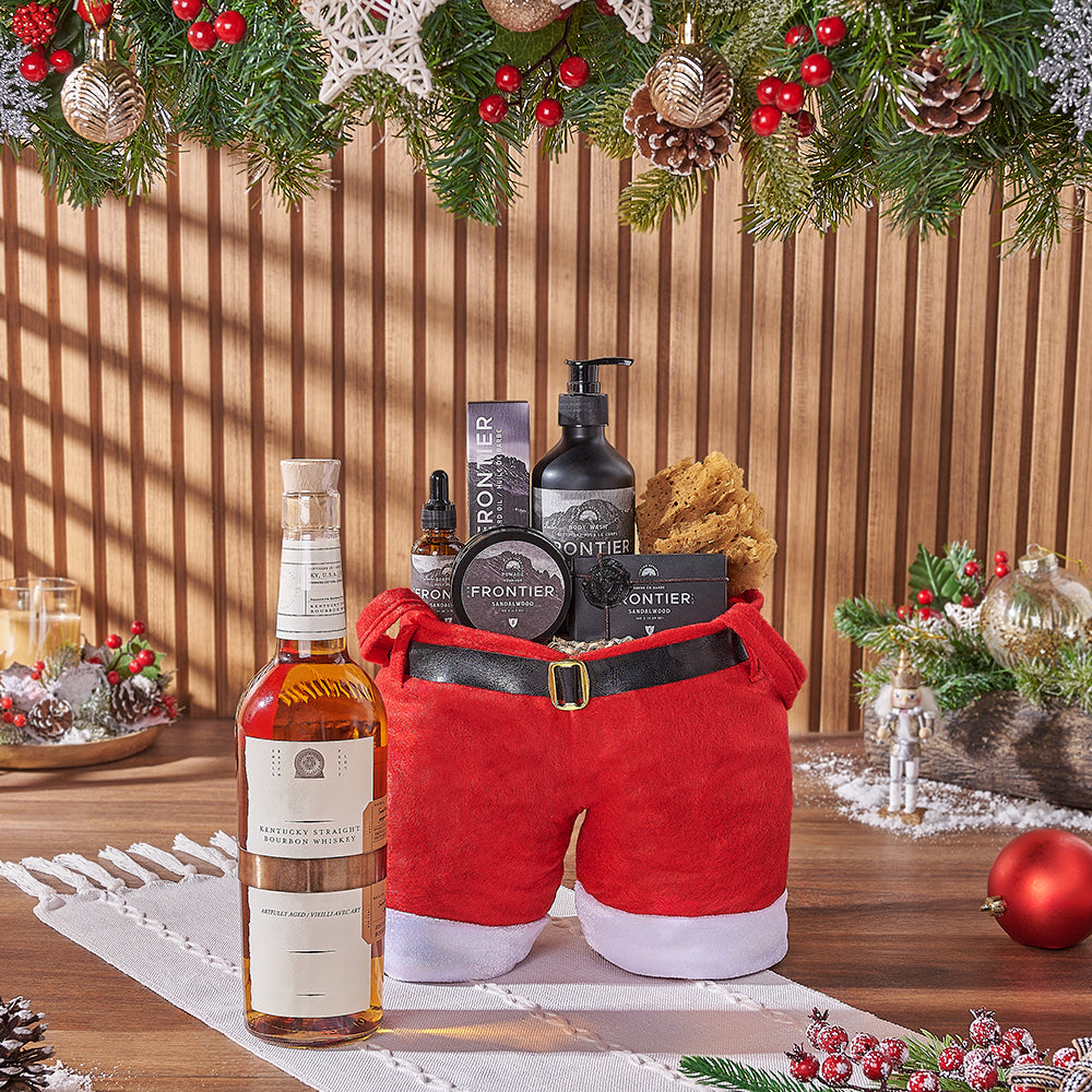 Whiskey & Sandalwood Spa Essentials Christmas Gift Bag – how the gift is presented