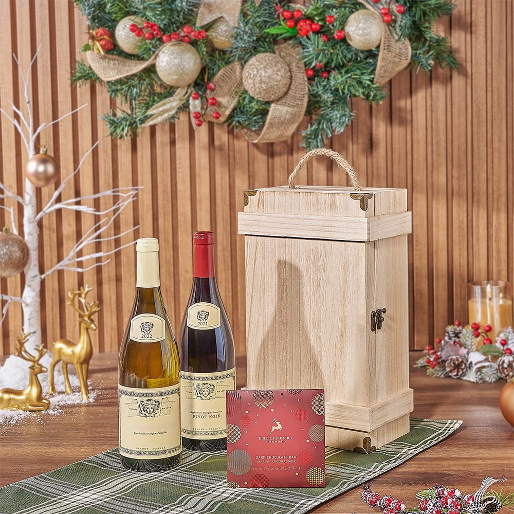 Wine Box Gift with Dark Chocolate – how the gift is presented