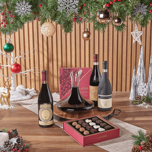 Christmas Wine & Decanter Gift, christmas gift, christmas, wine gift, wine, holiday gift, holiday, decanter gift, decanter, chocolate gift, chocolate, Washington delivery