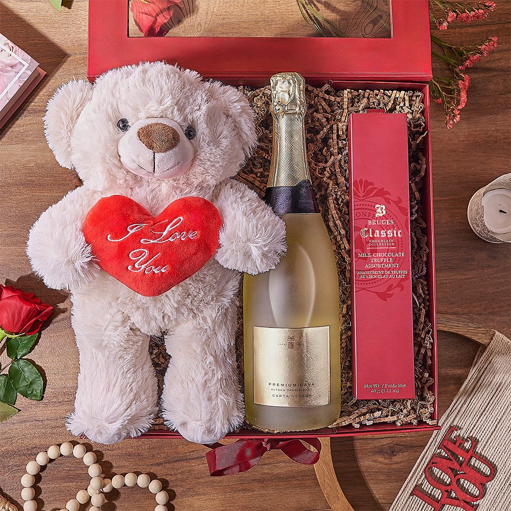 Red Roses Sparkling Wine Valentine's Gift – how the gift is presented