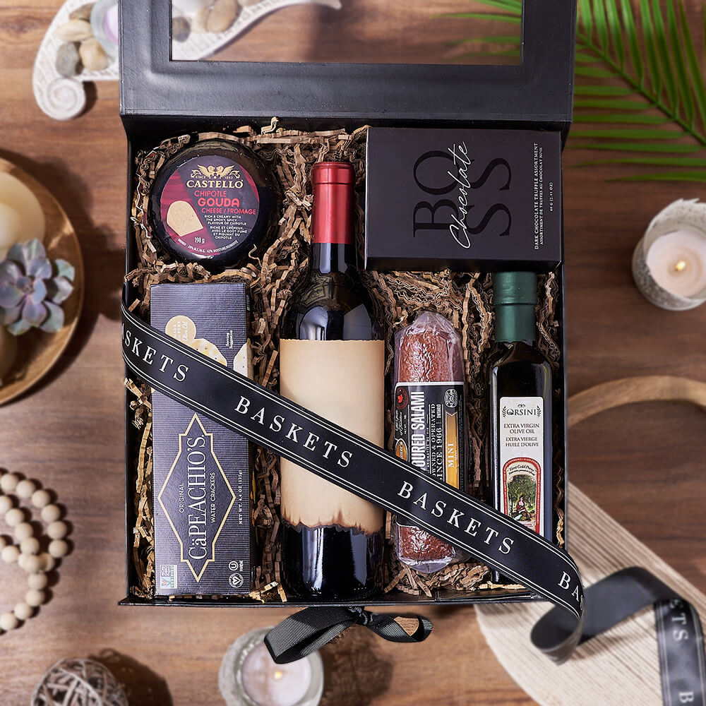 Wine and Cheese Truffle Box – how the gift is presented
