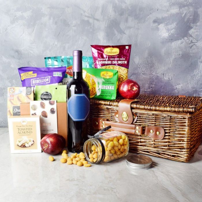 Festive Diwali Wine Basket – how the gift is presented