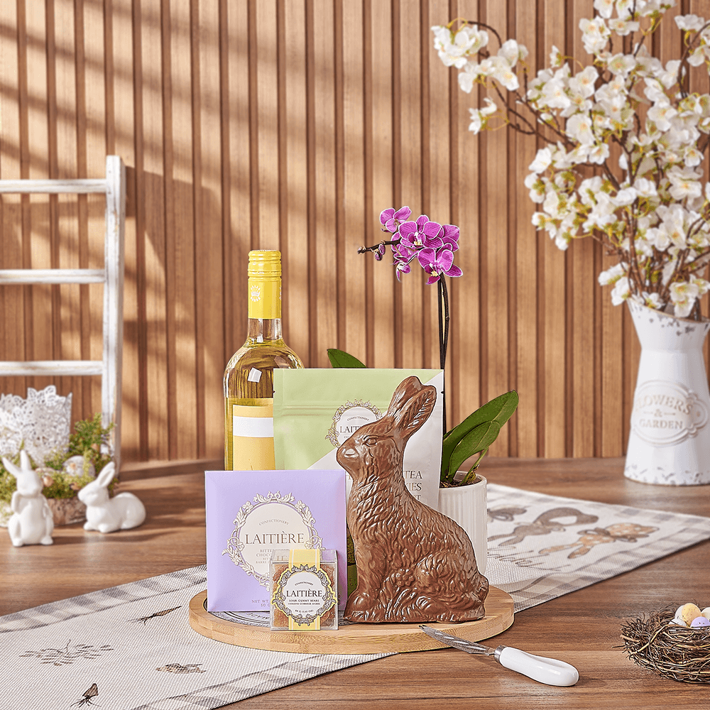 Easter Wine & Orchid Gift Board, wine gift, wine, easter gift, easter, orchid gift, orchid, plant gift, plant, Washington delivery