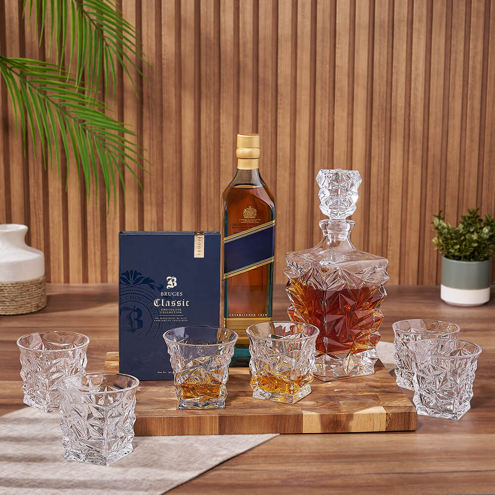 Whiskey with Chocolate and Decanter Gift – how the gift is presented