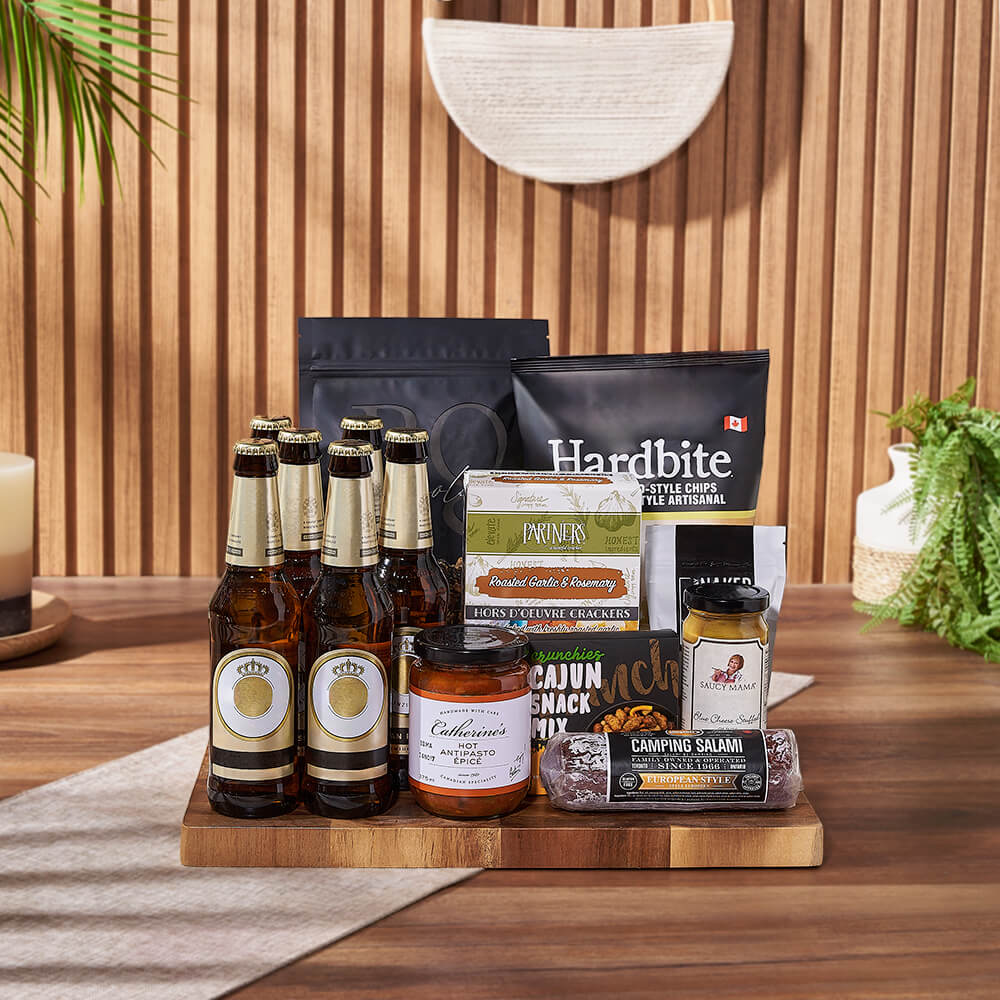 St Patricks Day Beer and Snacks – how the gift is presented