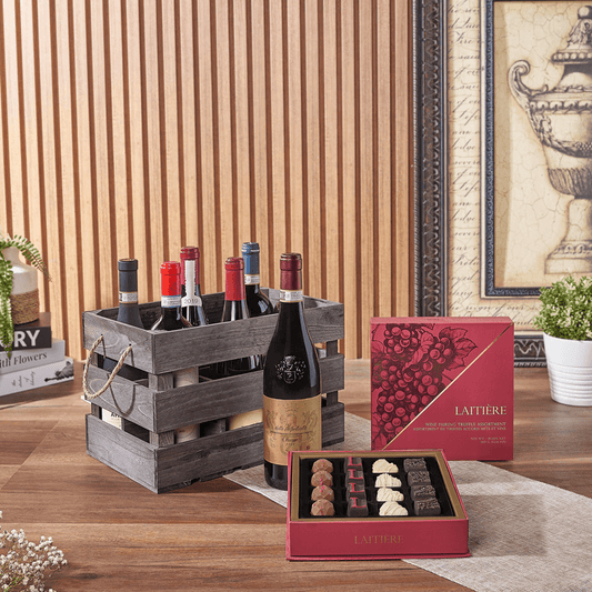 Exceptional Wine Gift Crate - Premium Wines, wine gift, wine, chocolate gift, chocolate, luxury gift, luxury, Washington delivery