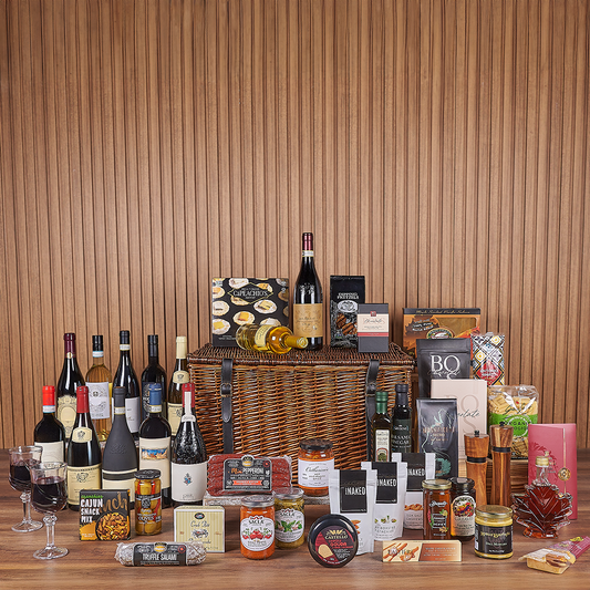 Exquisite Wine & Goodie Basket - Vintage Premium Wines, wine gift, wine, chocolate gift, chocolate, luxury gift, luxury, Washington delivery