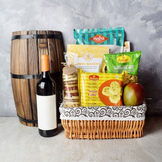 Flavors Of Diwali Gift Basket With Wine from Washington Baskets - Wine Gift Set - Washington Delivery