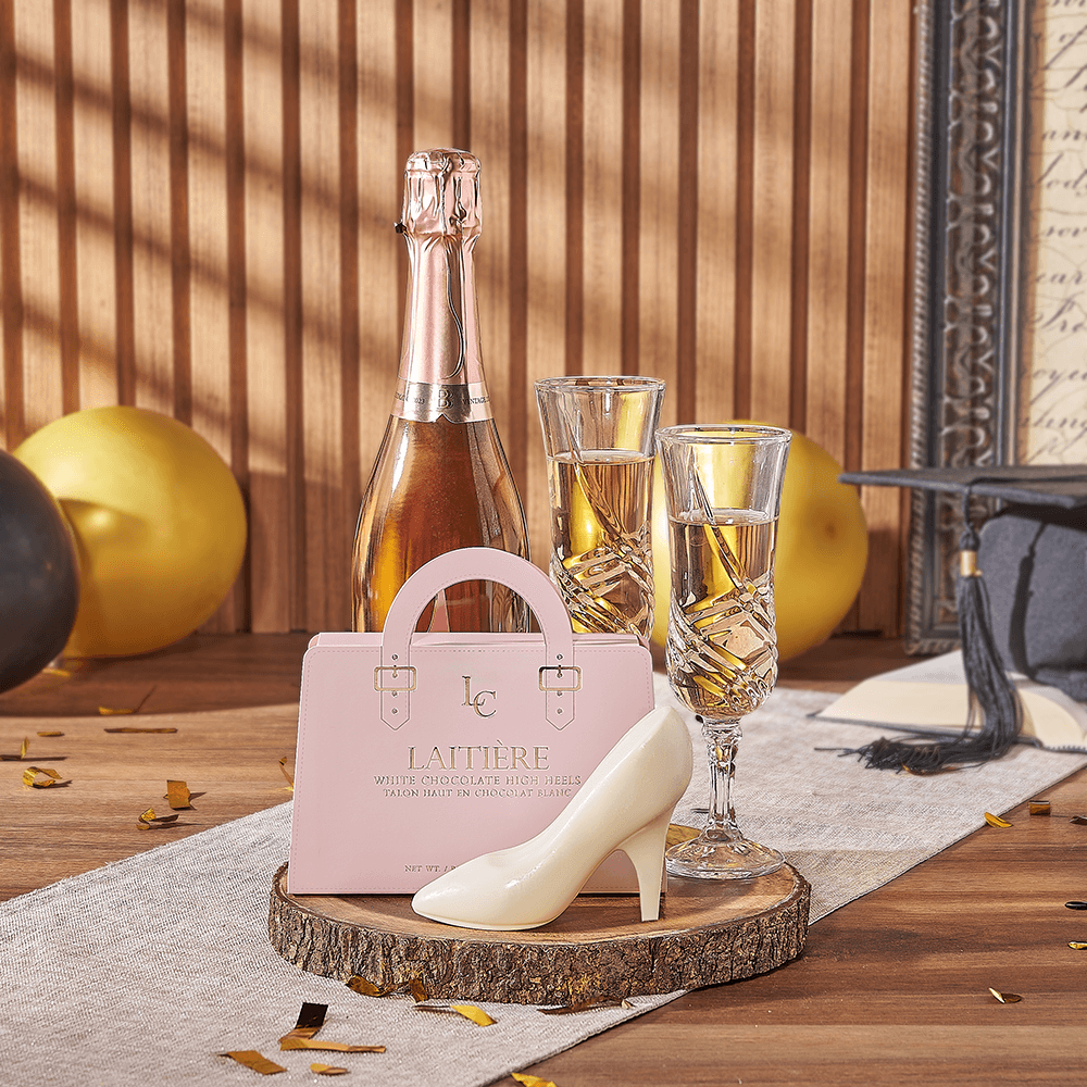 Graduation Sparkling Wine and Chocolates, Washington DC – how the gift is presented