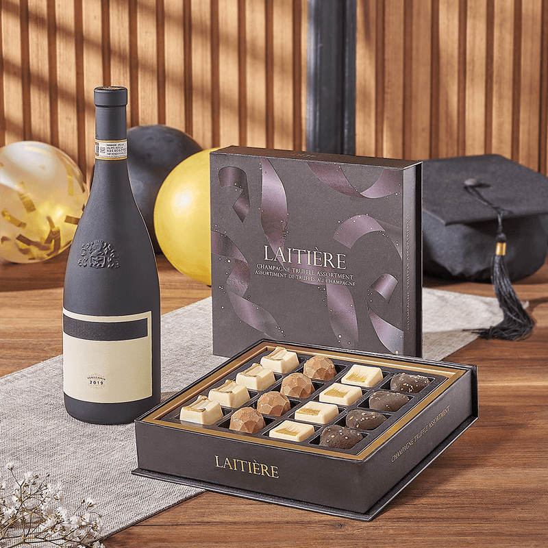 Graduation Wine & Truffle Gift, graduation gift, graduation, wine gift, wine, chocolate gift, chocolate, Washington delivery