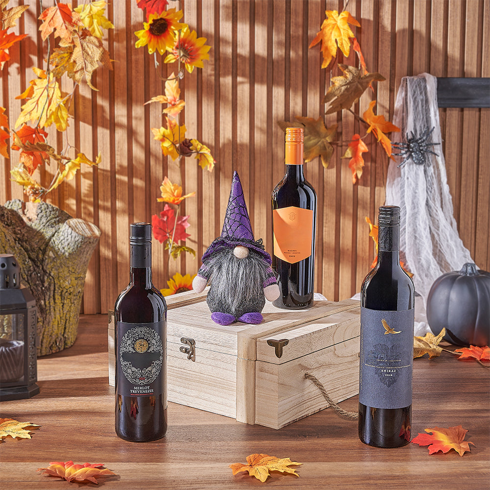 Halloween Wine Gift Set with Plush – how the gift is presented