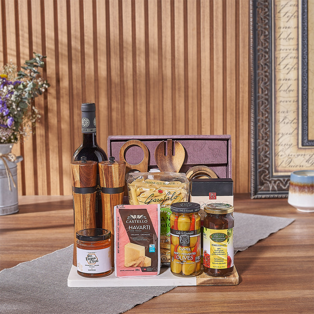 Kosher Wine and Hanukkah Treats Gift – how the gift is presented
