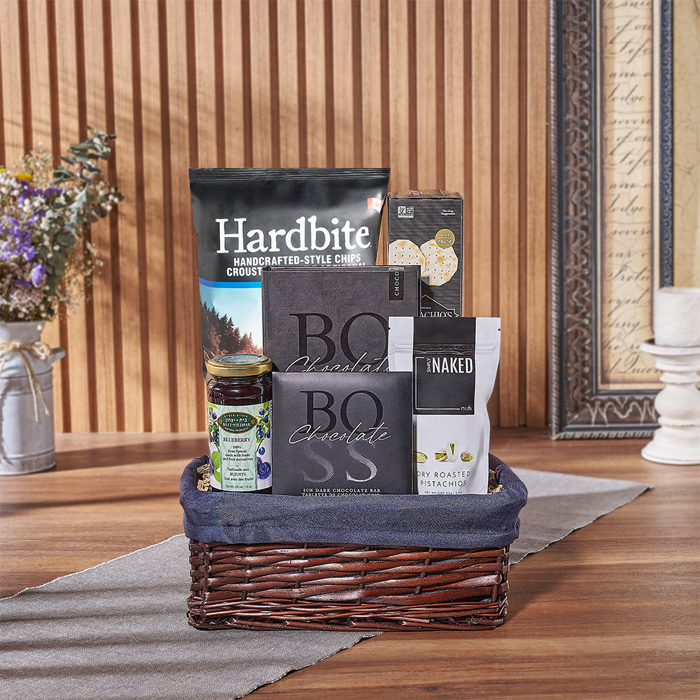 Kosher Hanukkah Snack Gift Basket – how the gift is presented