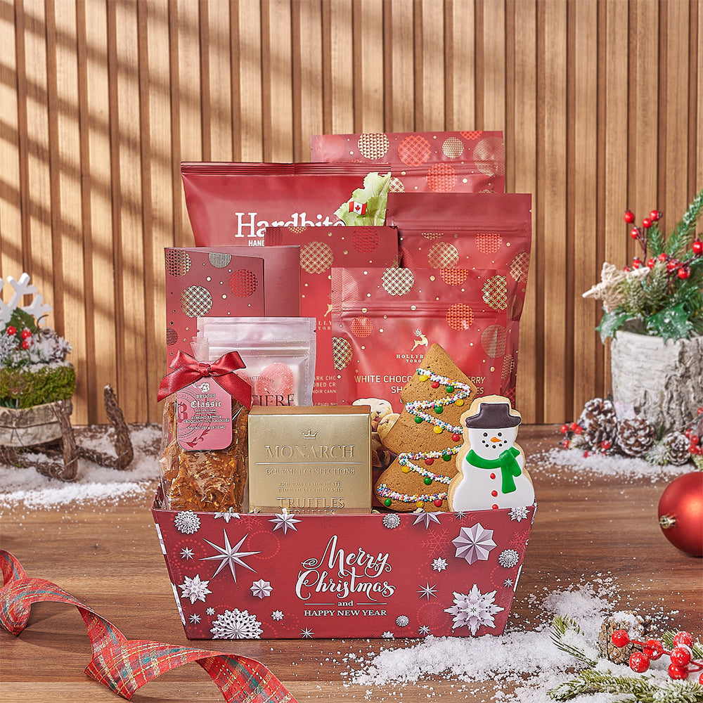 Market Tray Holiday Basket with Chocolates – how the gift is presented