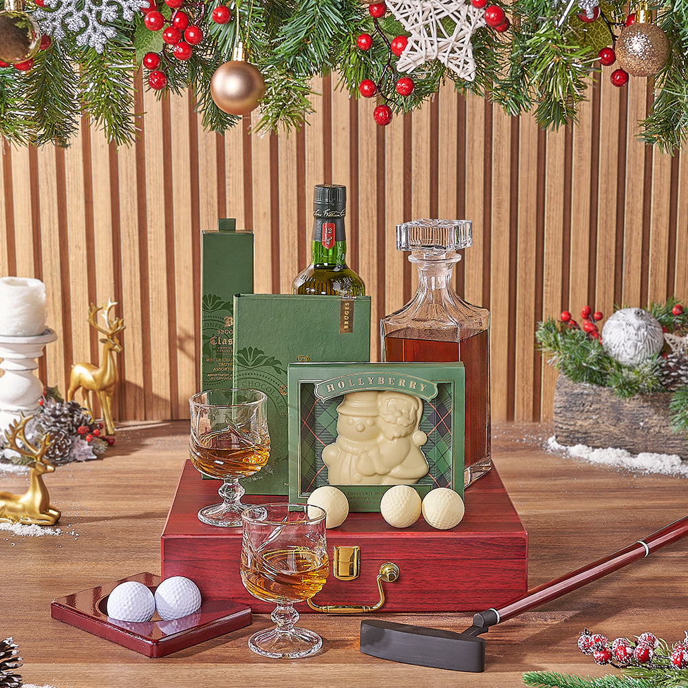 Holiday Golf & Liquor Gift Basket, Washington DC – how the gift is presented