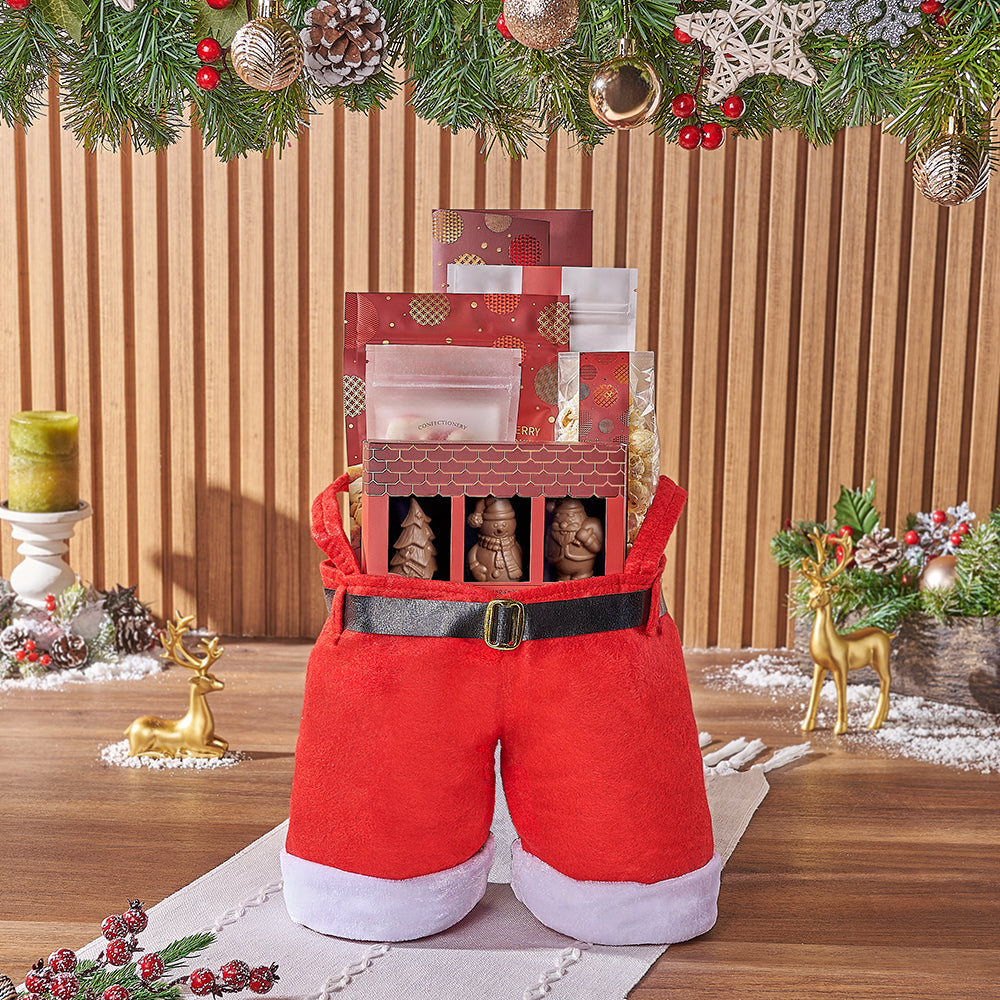 Holiday Gourmet Chocolate Gift Basket with Santa Gift Bag – how the gift is presented