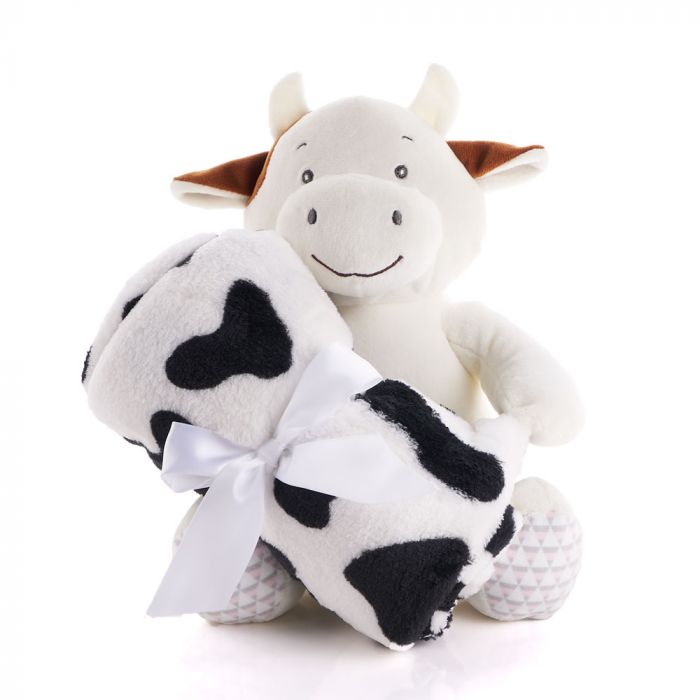 Cow Plush with Baby Blanket – how the gift is presented