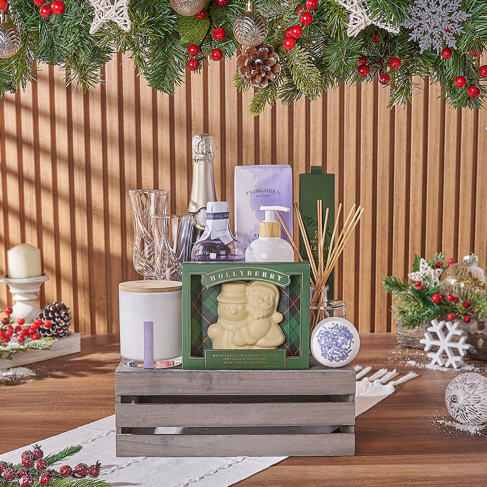 White Chocolate Trio and Sparkling Wine – how the gift is presented
