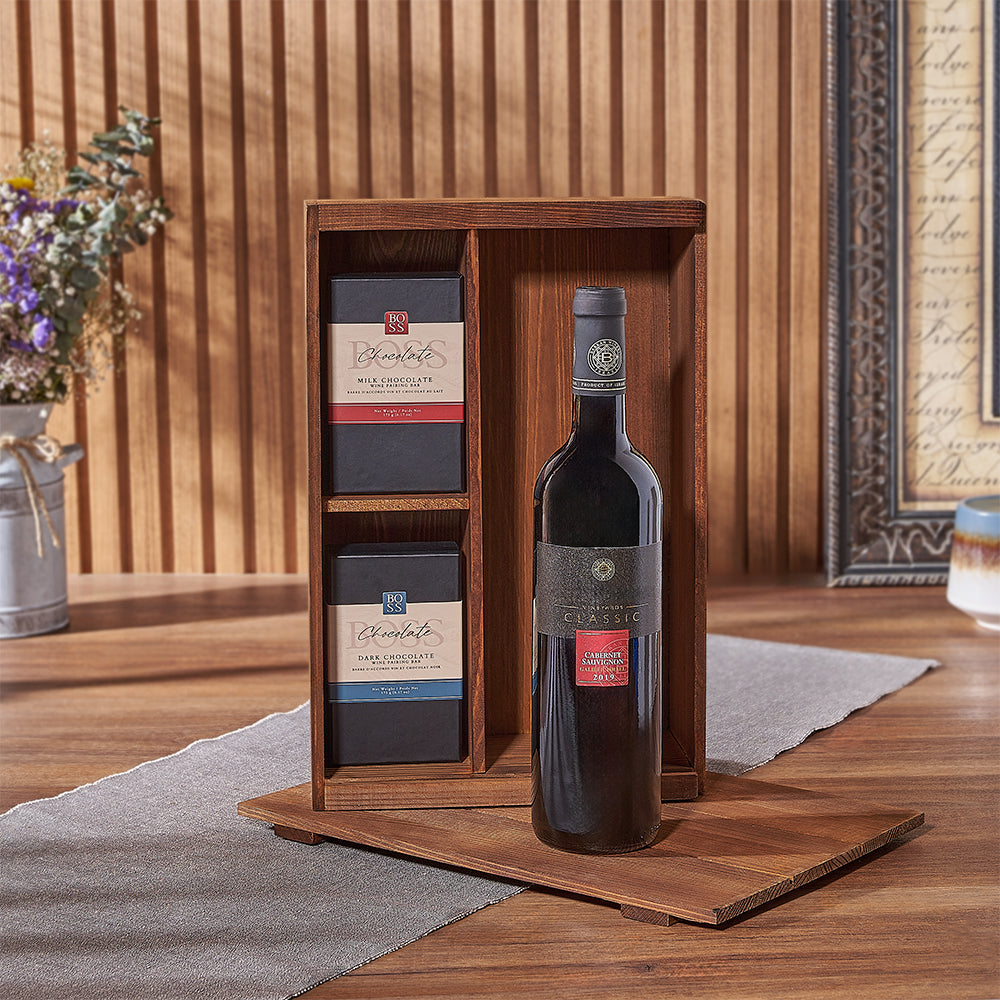 Kosher Wine with Boss Chocolate – how the gift is presented