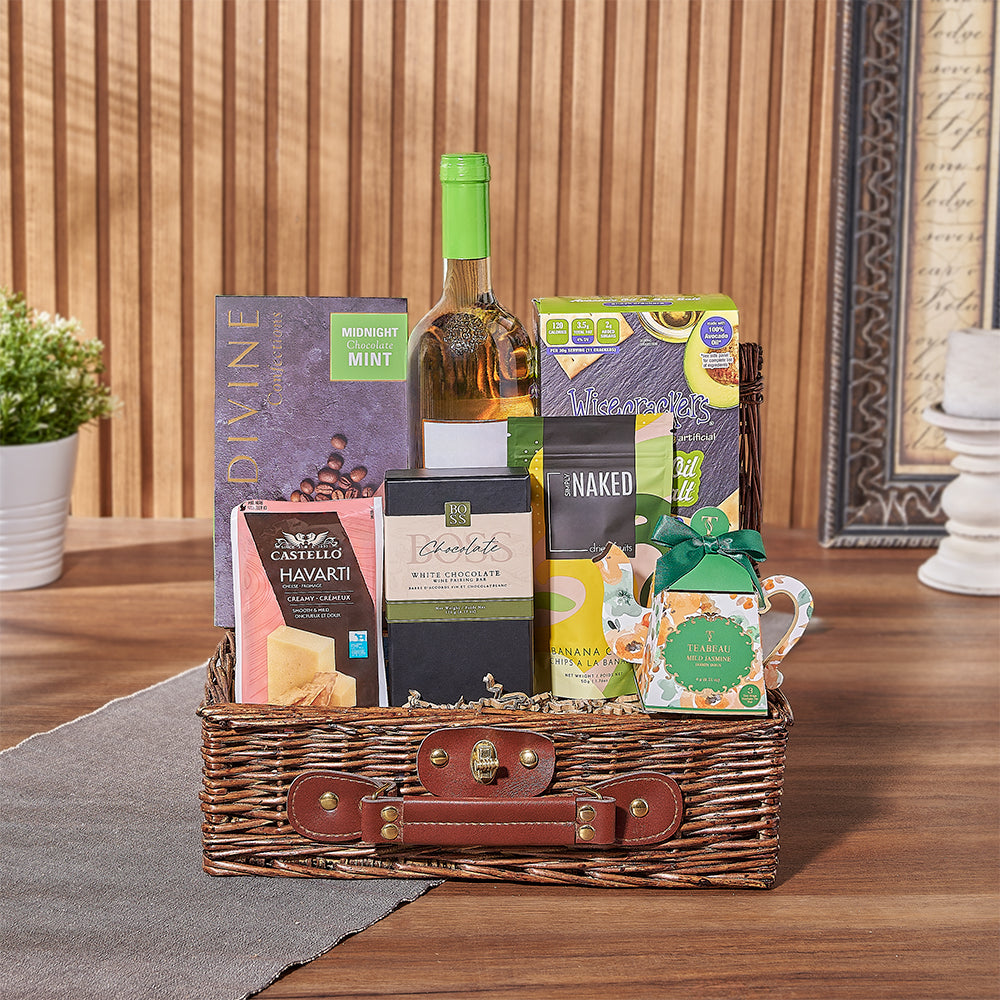Kosher Wine and Jasmine Tea Basket – how the gift is presented