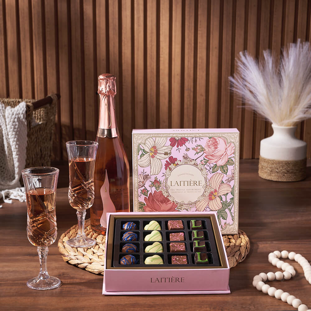 Tea-Infused Chocolate and Sparkling Wine – how the gift is presented