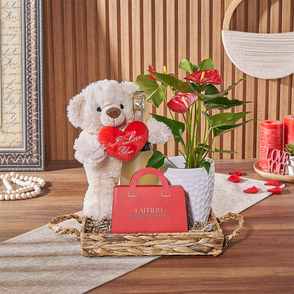 Valentine's Day Wine and Anthurium – how the gift is presented