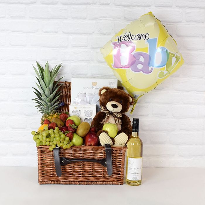 Newborn Essentials Gift Basket with Wine from Washington Baskets - Washington Delivery