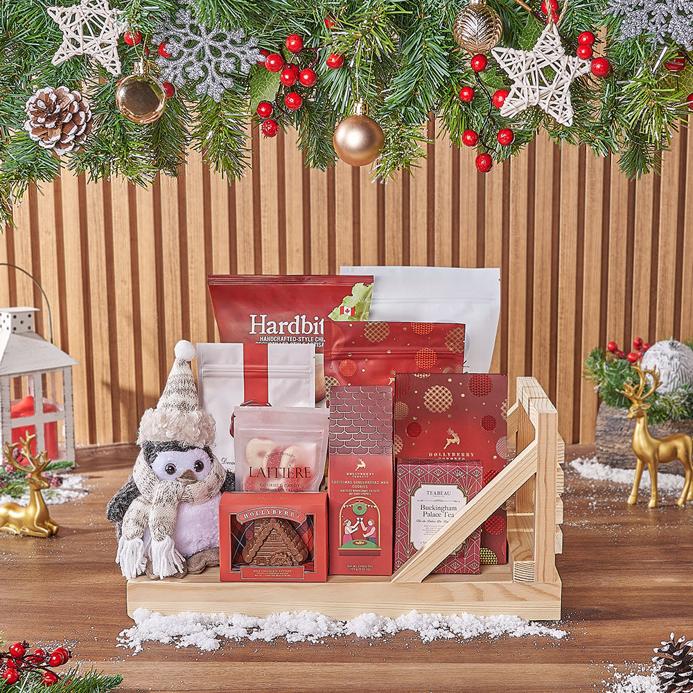 Pine Wood Sleigh Holiday Snack Basket – how the gift is presented