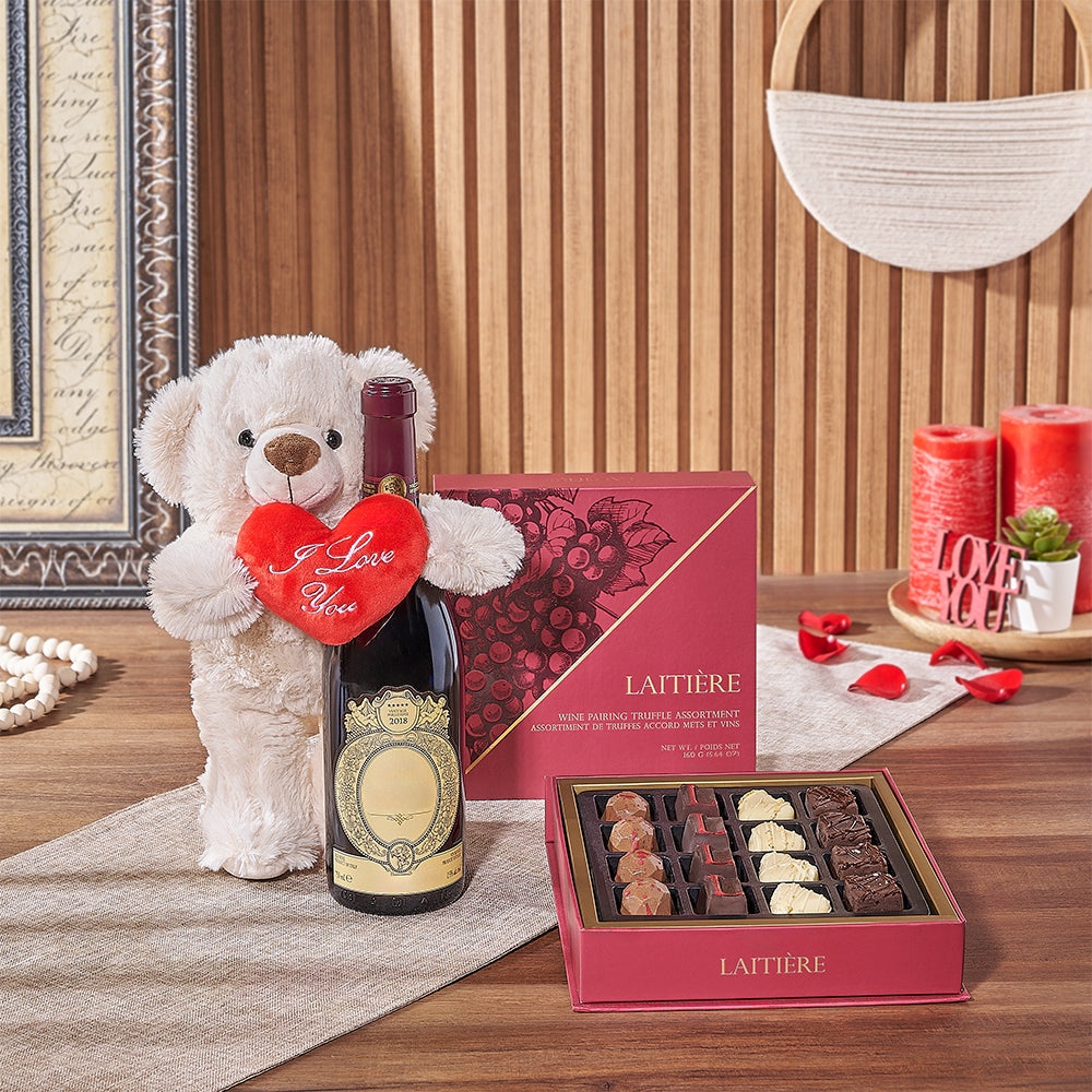 Richview Valentine’s Day Wine Basket, wine gift, wine, chocolate gift, chocolate, Washington Delivery