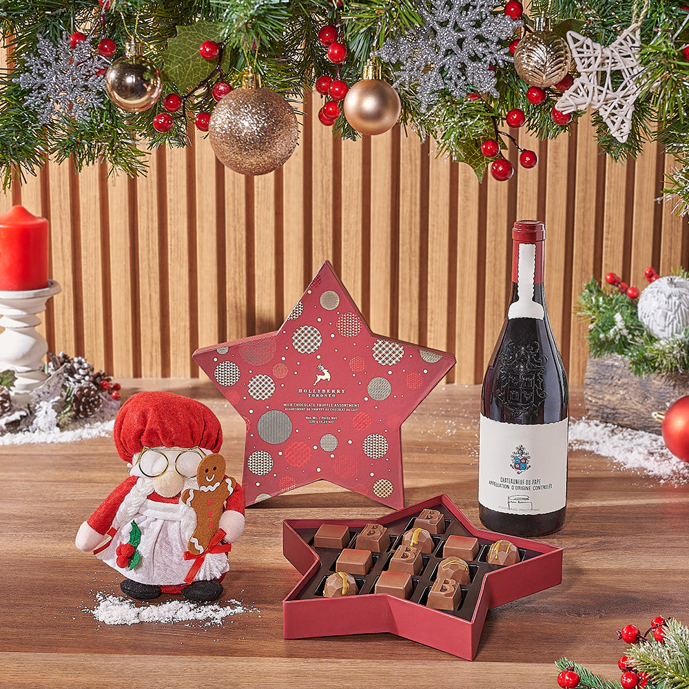Holiday Wine with Mrs Claus Plush – how the gift is presented