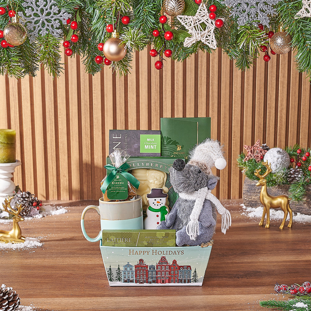 Deluxe Holiday Sweet Treats Gift Basket – how the gift is presented