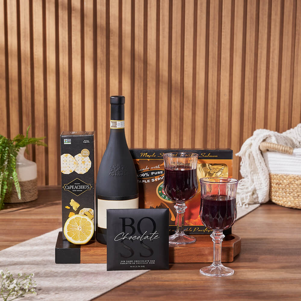 Wine and Maple-Glazed Salmon Gift – how the gift is presented