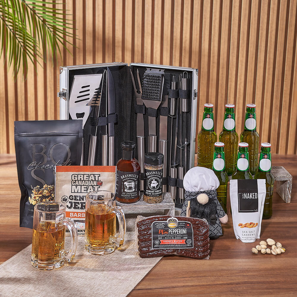 Complete Beer and BBQ Gift Basket – how the gift is presented
