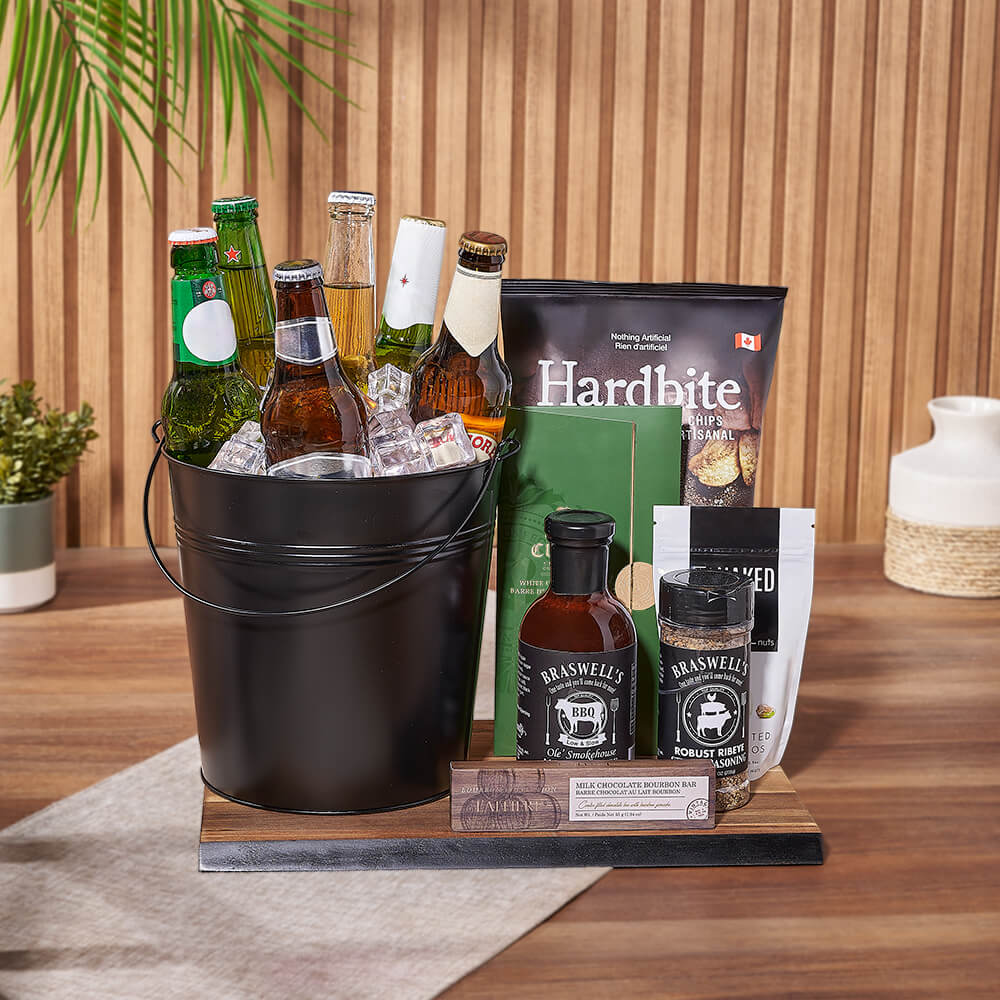 Snacks and Beer Sampler Gift Basket – how the gift is presented