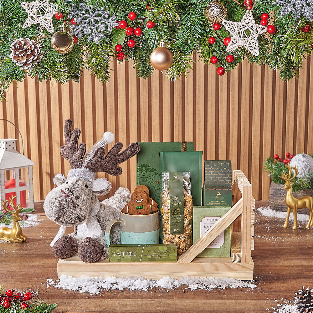 White Chocolate Tea Holiday Sleigh – how the gift is presented
