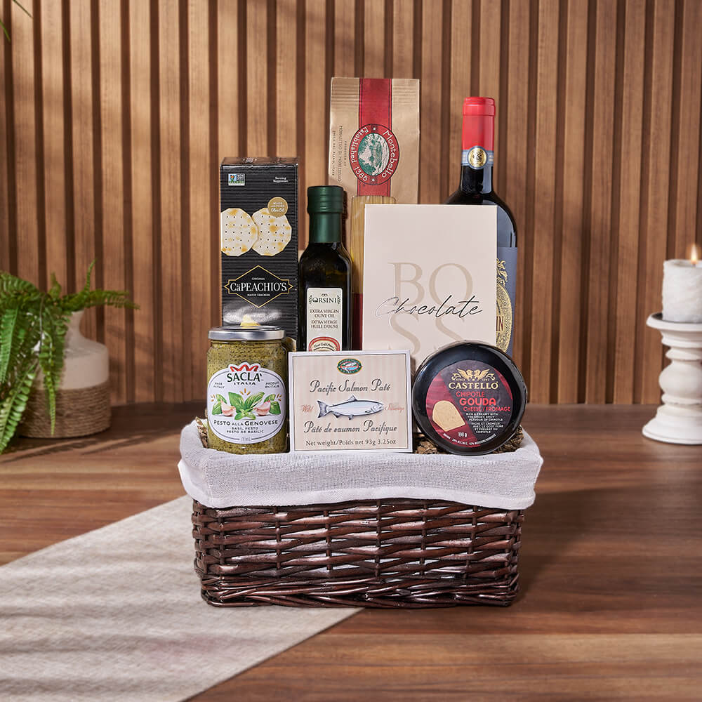 White Willow Wine Basket – how the gift is presented
