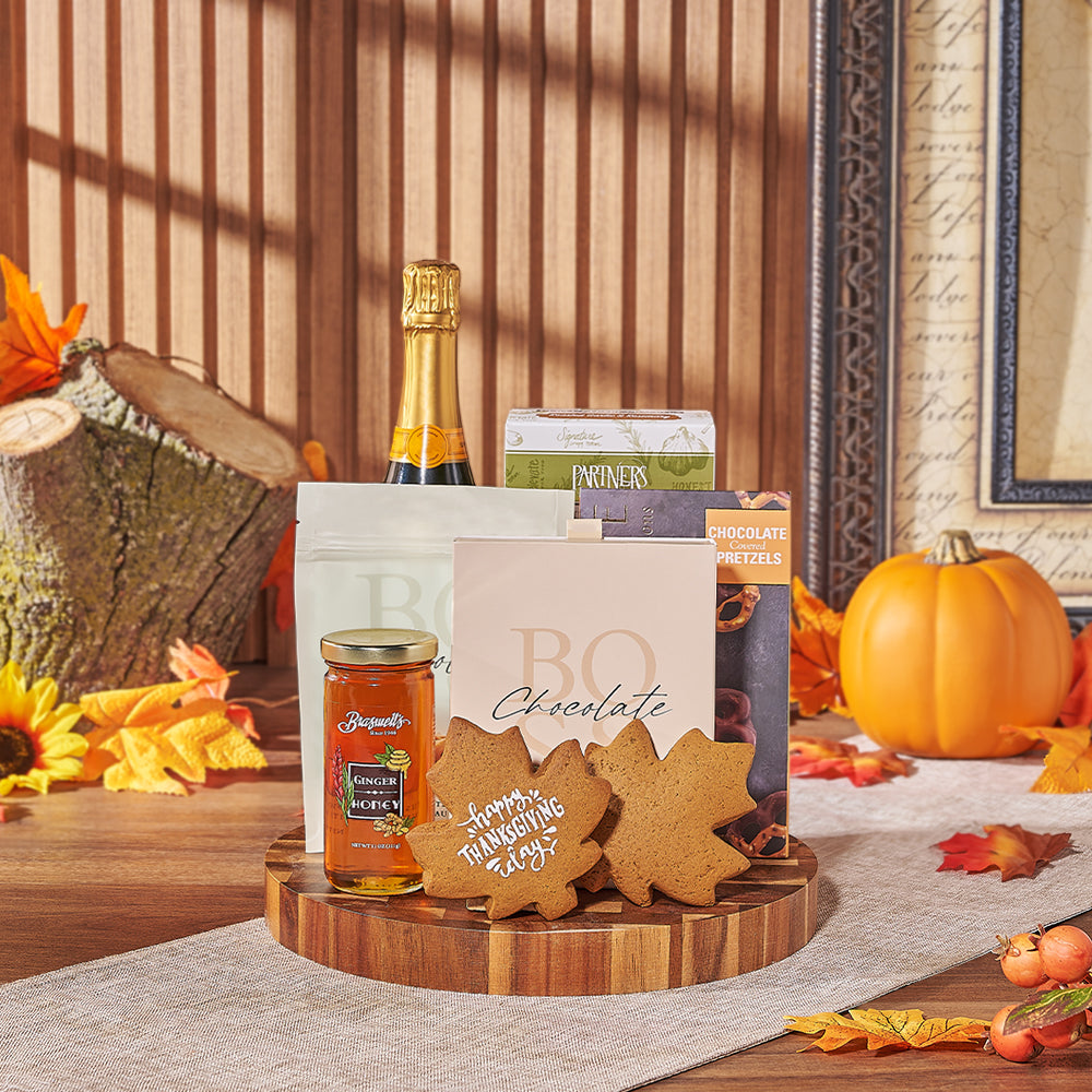 Sparkling Wine and Treats for Thanksgiving – how the gift is presented