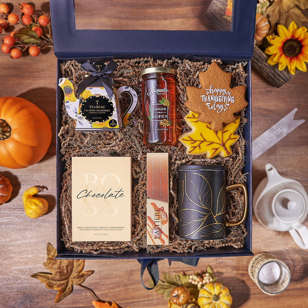 Thanksgiving Tea Gift Box, chocolate gift, chocolate, thanksgiving gift, thanksgiving, tea gift, tea, Washington delivery