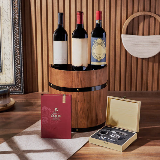 Wine Barrel Gift Set, wine gift, wine, wine trio gift, wine trio, chocolate gift, chocolate, Washington Delivery