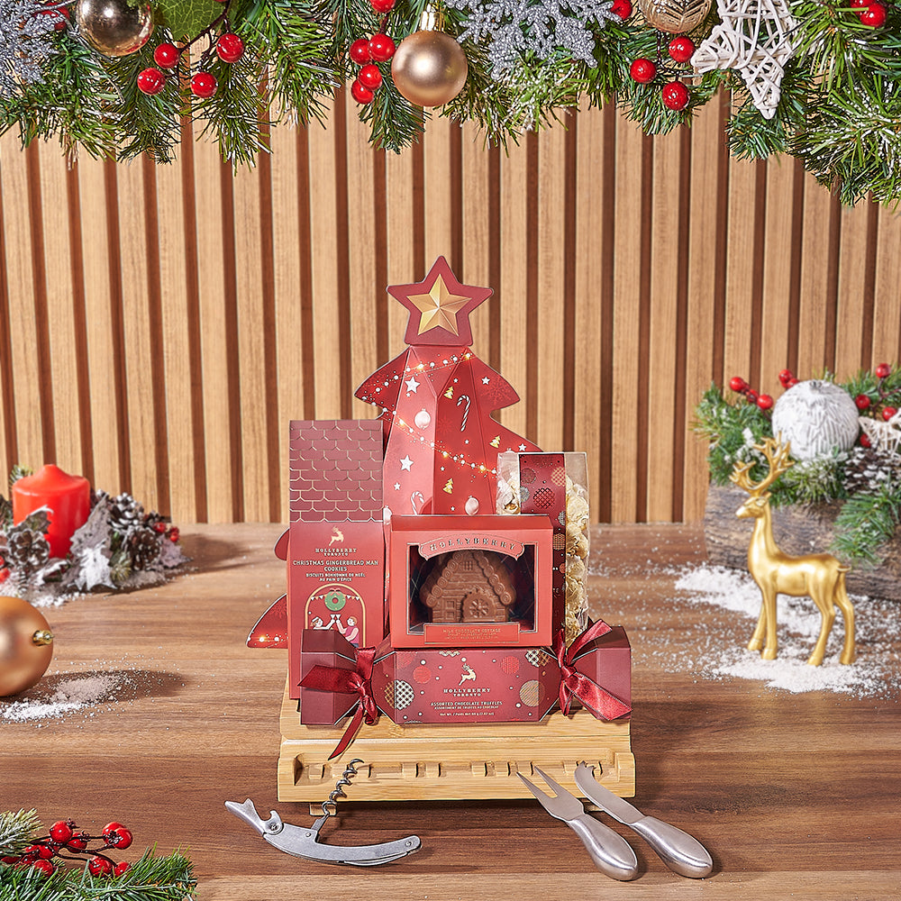 Holiday Chocolate Truffle Gift Basket with Christmas Tree Box – how the gift is presented
